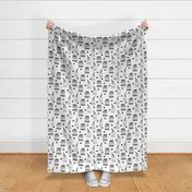 milk // black and white kids food hand-drawn illustration fabric pattern