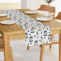 milk // black and white kids food hand-drawn illustration fabric pattern