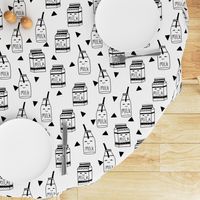 milk // black and white kids food hand-drawn illustration fabric pattern