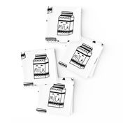 milk // black and white kids food hand-drawn illustration fabric pattern