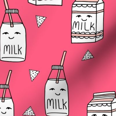 milk fabric // bright pink cute hand-drawn kids illustration 