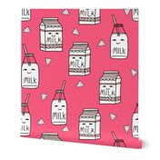 milk fabric // bright pink cute hand-drawn kids illustration 