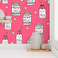 milk fabric // bright pink cute hand-drawn kids illustration 