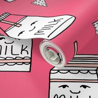 milk fabric // bright pink cute hand-drawn kids illustration 