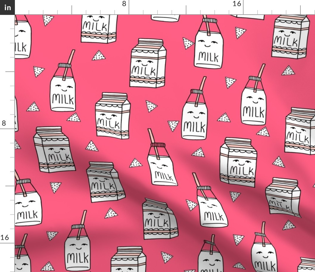 milk fabric // bright pink cute hand-drawn kids illustration 