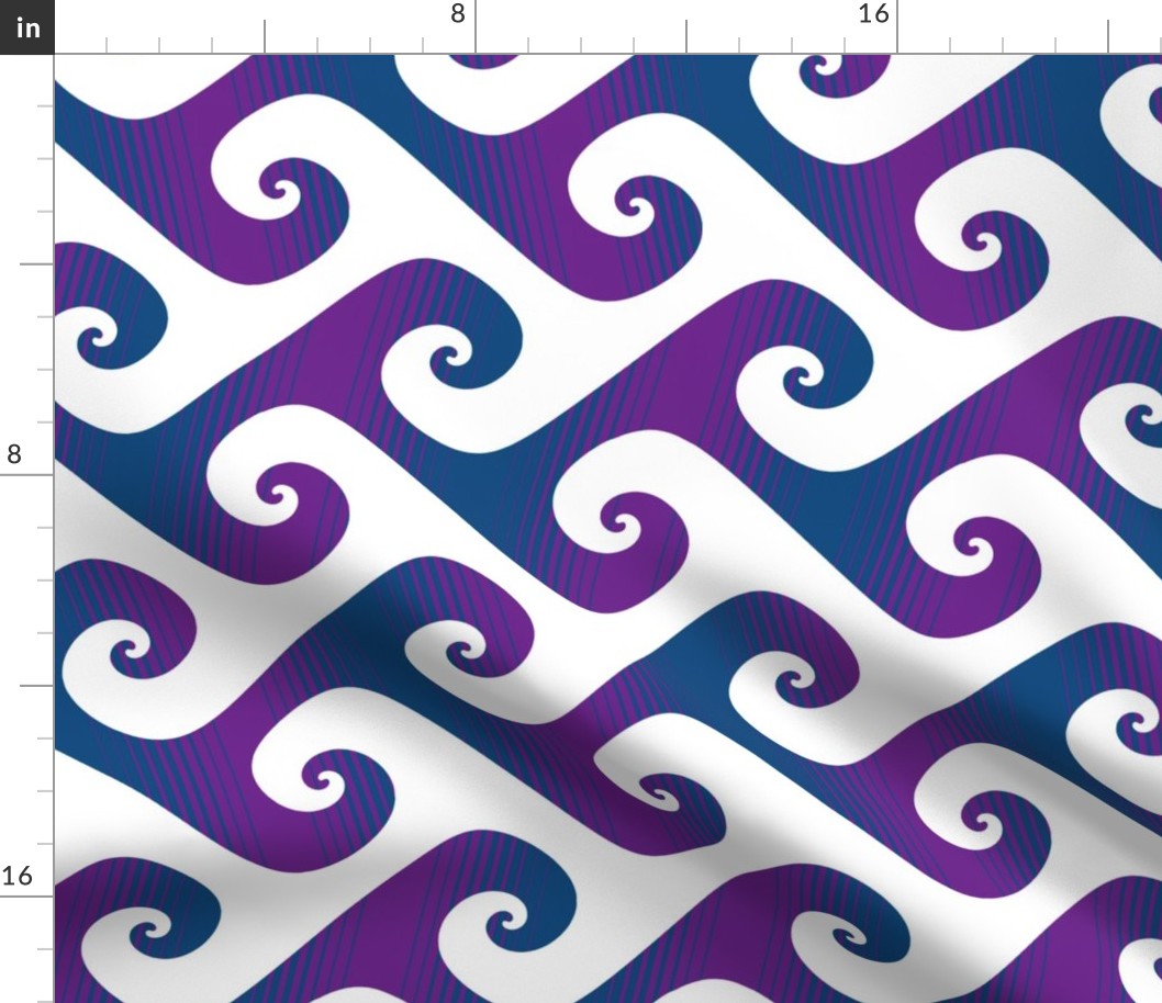 6" diagonal stripe wave in purple and blue
