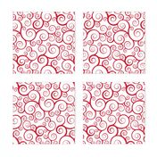 Fancy Swirls - Christmas Red on White