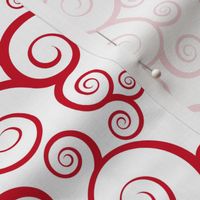 Fancy Swirls - Christmas Red on White