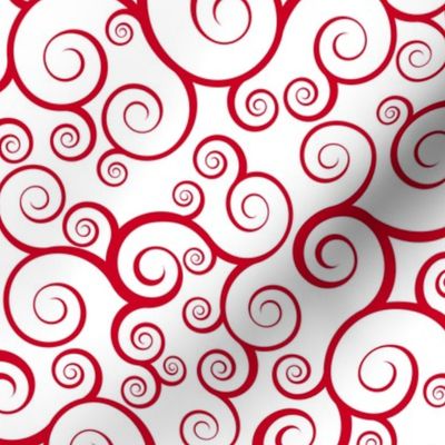 Fancy Swirls - Christmas Red on White