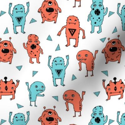 monsters // blue and orange monster fabric kids nursery baby cute scary monsters fabric