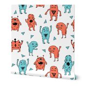 monsters // blue and orange monster fabric kids nursery baby cute scary monsters fabric