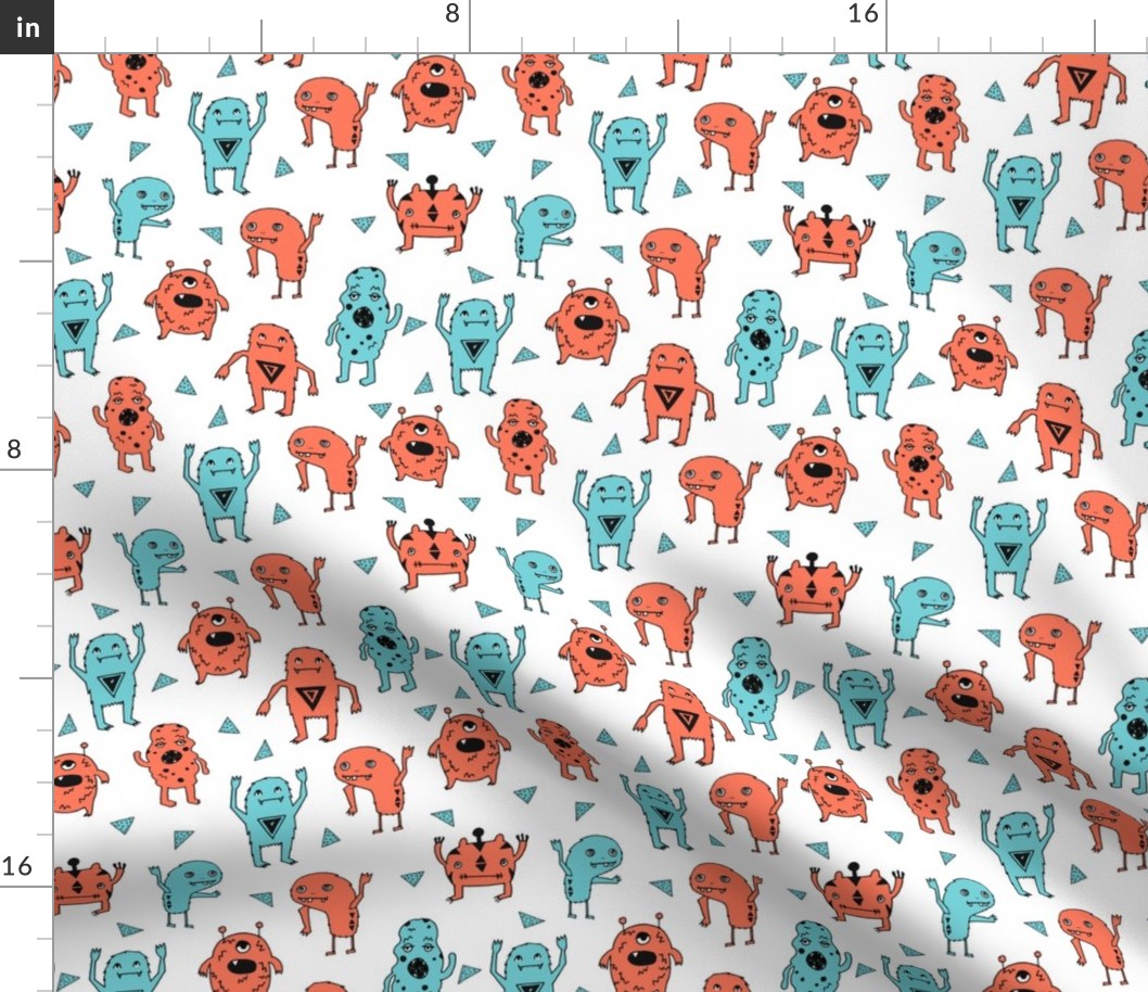 monsters // blue and orange monster fabric kids nursery baby cute scary monsters fabric