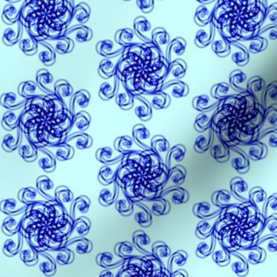 Geometric flower bright blue