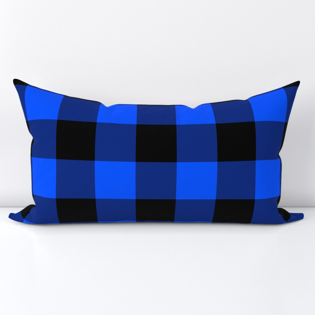 blue and black buffalo check, 3" squares