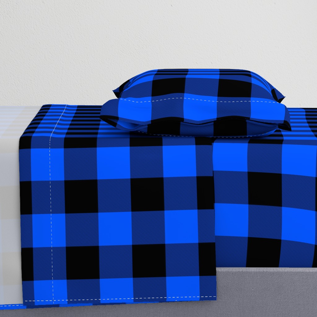 blue and black buffalo check, 3" squares