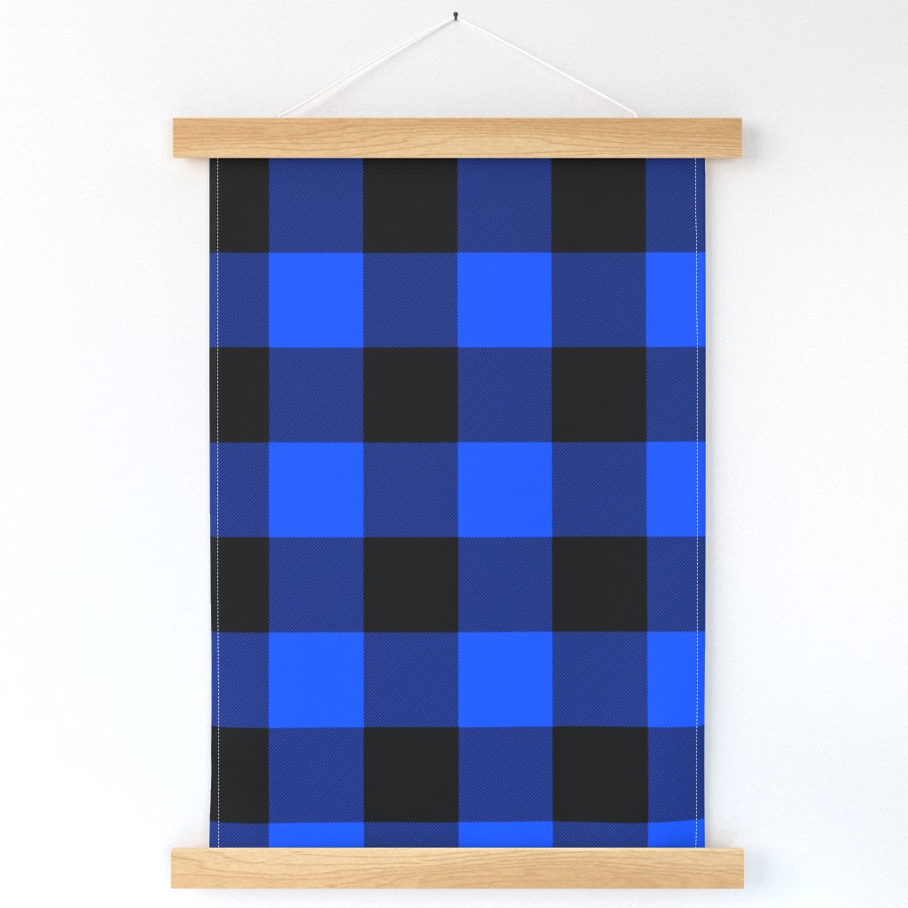 blue and black buffalo check, 3" squares