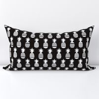 Fun black and white ananas geometric pineapple fruit summer beach theme illustration pattern