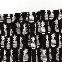 Fun black and white ananas geometric pineapple fruit summer beach theme illustration pattern