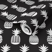 Fun black and white ananas geometric pineapple fruit summer beach theme illustration pattern