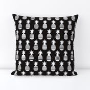 Fun black and white ananas geometric pineapple fruit summer beach theme illustration pattern