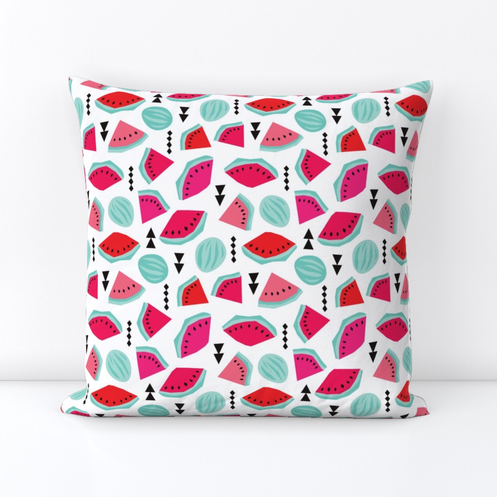 Colorful hot summer water melon tropical fruit geometric abstract illustration print