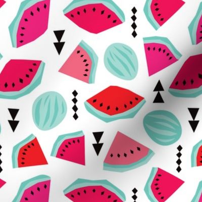 Colorful hot summer water melon tropical fruit geometric abstract illustration print