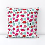 Colorful hot summer water melon tropical fruit geometric abstract illustration print