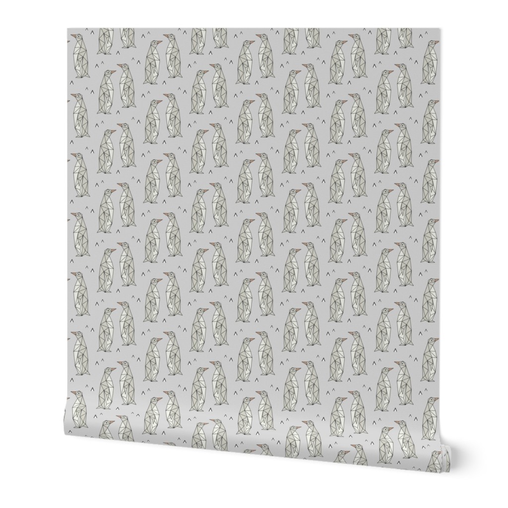 Geometric Penguins Gray Background