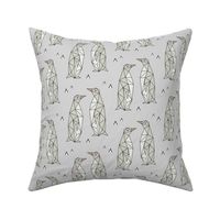 Geometric Penguins Gray Background