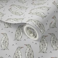 Geometric Penguins Gray Background