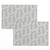 Geometric Penguins Gray Background