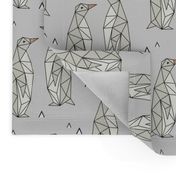 Geometric Penguins Gray Background