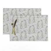 Geometric Penguins Gray Background