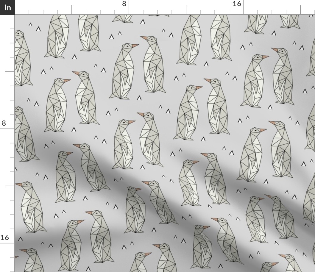 Geometric Penguins Gray Background