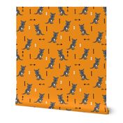 Hot orange adorable geometric kangaroo illustration australia kids pattern design