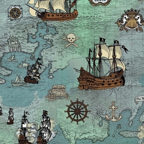 Pirate Fabric, Wallpaper and Home Decor