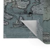 Pirate Ships Map Grey Big