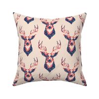 Geometric Deer - woodlands boho blush pink trendy spring antlers stag print 