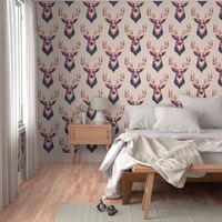 Geometric Deer - woodlands boho blush pink trendy spring antlers stag print 