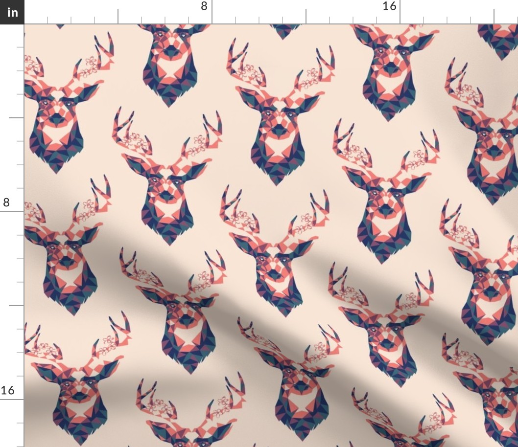 Geometric Deer - woodlands boho blush pink trendy spring antlers stag print 