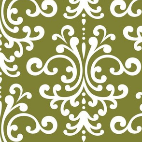 damask lg olive green