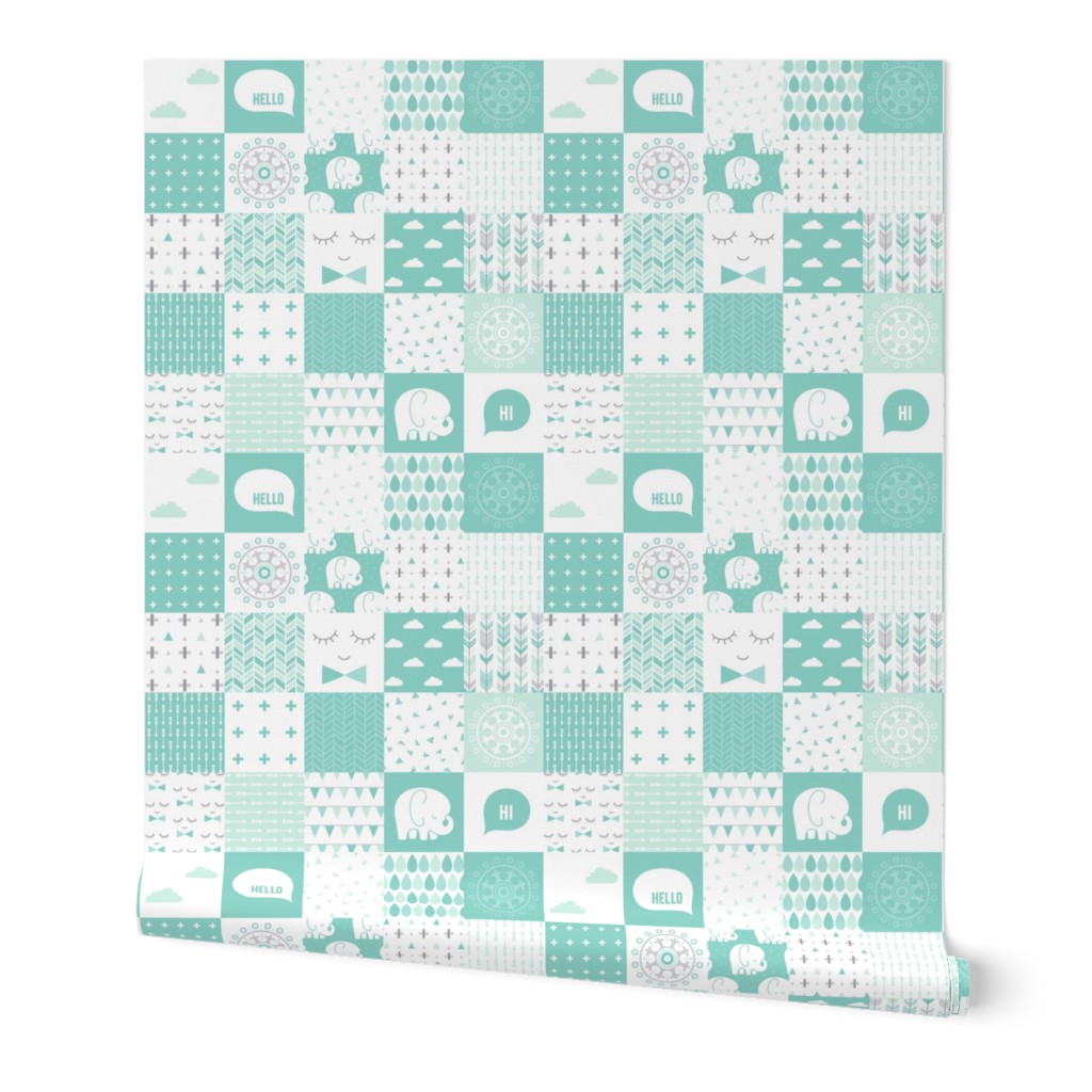 mod baby » mint wholecloth cheater quilt 4"