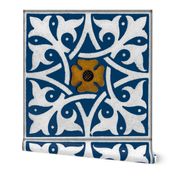 Medieval Tile ~ Lonely Angel Blue and White 