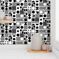 dots // retro scandi black and white dots retro vintage black and white kids lines grid