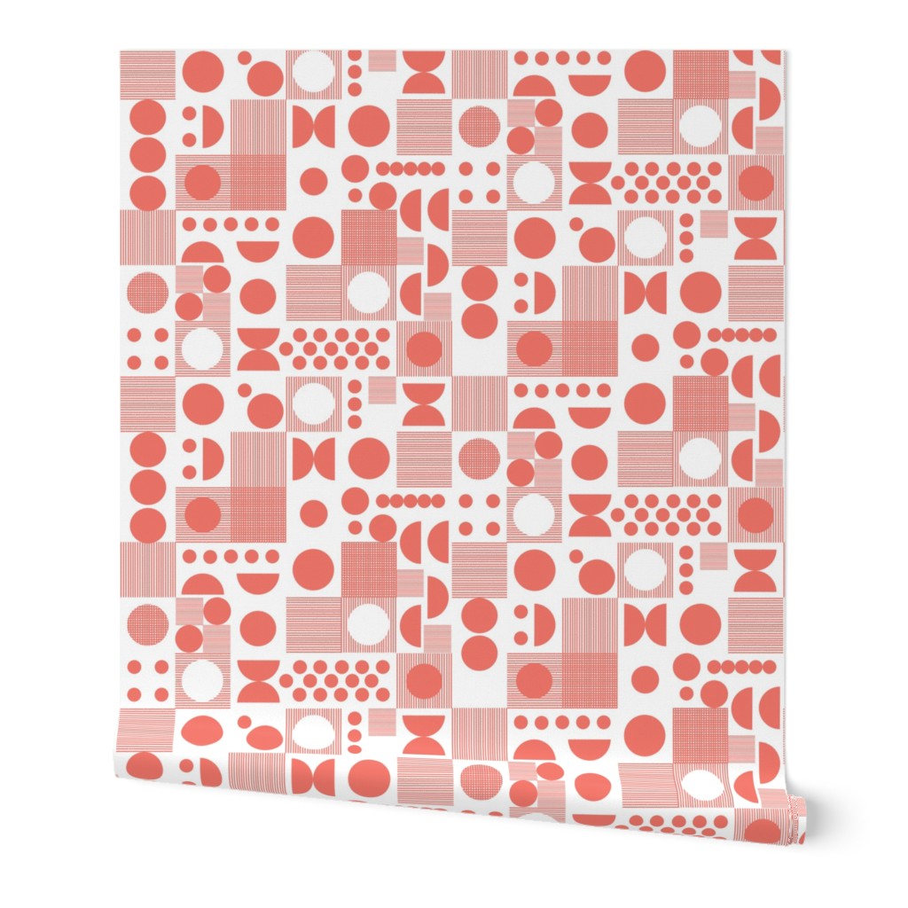 dots // coral dots dot scandi retro vintage 