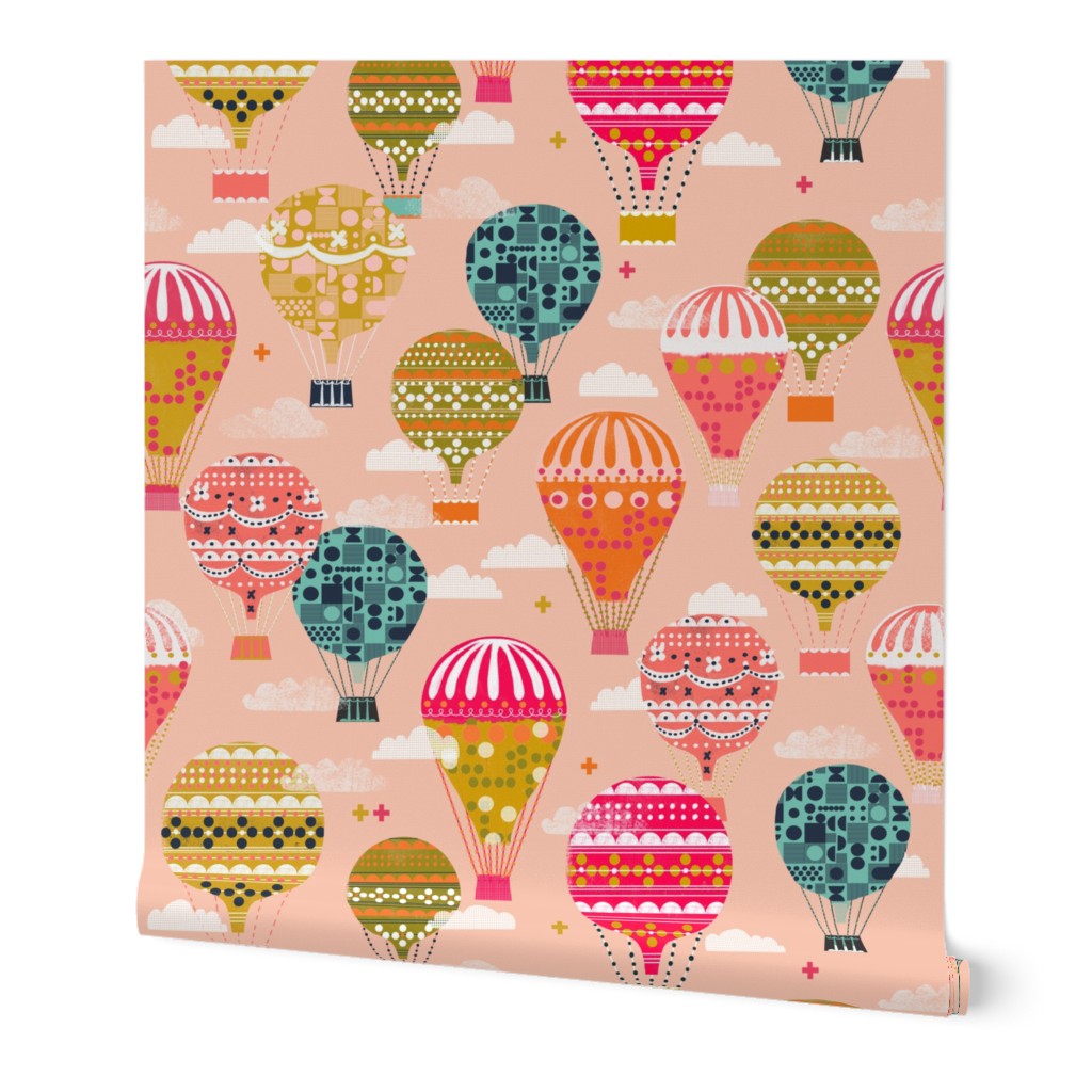 hot air balloons // pink hot air balloon retro vintage flying machine cute girls room pink