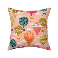 hot air balloons // pink hot air balloon retro vintage flying machine cute girls room pink