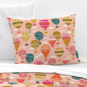 hot air balloons // pink hot air balloon retro vintage flying machine cute girls room pink