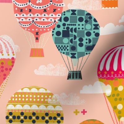 hot air balloons // pink hot air balloon retro vintage flying machine cute girls room pink