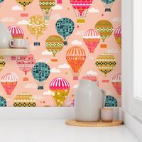 hot air balloons // pink hot air balloon retro vintage flying machine cute girls room pink